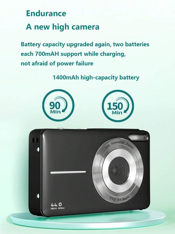 44MP 1080P FHD Digital Camera 16X Digital Zoom Cameras For Vloging, 2.4