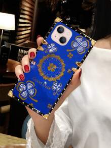 樹葉印花盒子設計手機外殼 - 寶藍色 - 查看 1