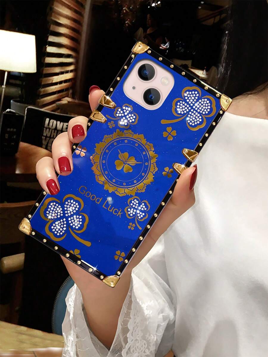 樹葉印花盒子設計手機外殼 - 寶藍色 - 查看 1