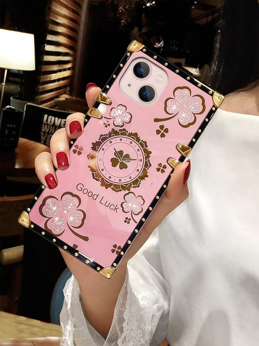 Hộp đựng điện thoại thiết kế hộp in lá - Hồng - Xem 1