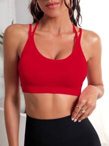 Easithlete 女士运动文胸 - 紅色 - 查看 2
