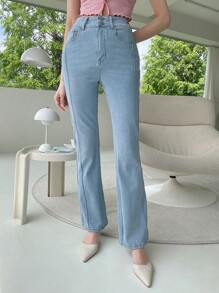 DAZY Solid Flare Leg Jeans - Light Wash - View 3