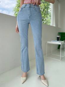 DAZY Solid Flare Leg Jeans - Light Wash - View 4