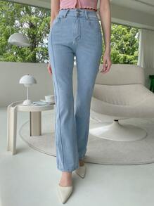 DAZY Solid Flare Leg Jeans - Light Wash - View 5