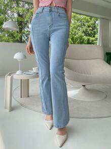 DAZY Solid Flare Leg Jeans - Light Wash - View 7