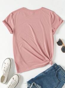 Butterfly & Letter Graphic Tee - Baby Pink - View 2