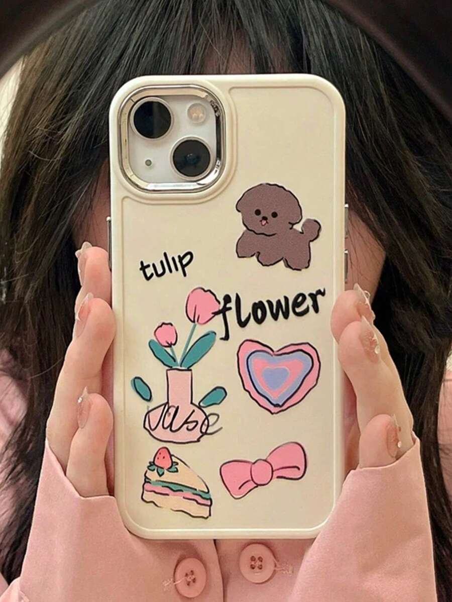 Vỏ điện thoại in hình chó & hoa hoạt hình - Nhiều màu - Xem 1