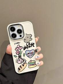 卡通花和愛心圖案手機殼 - 彩色 - 查看 4