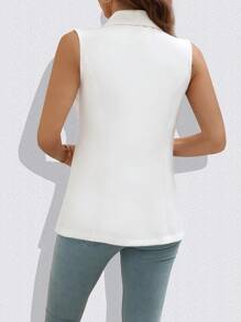 Chiquease Shawl Collar Open Front Vest Blazer - White - View 3