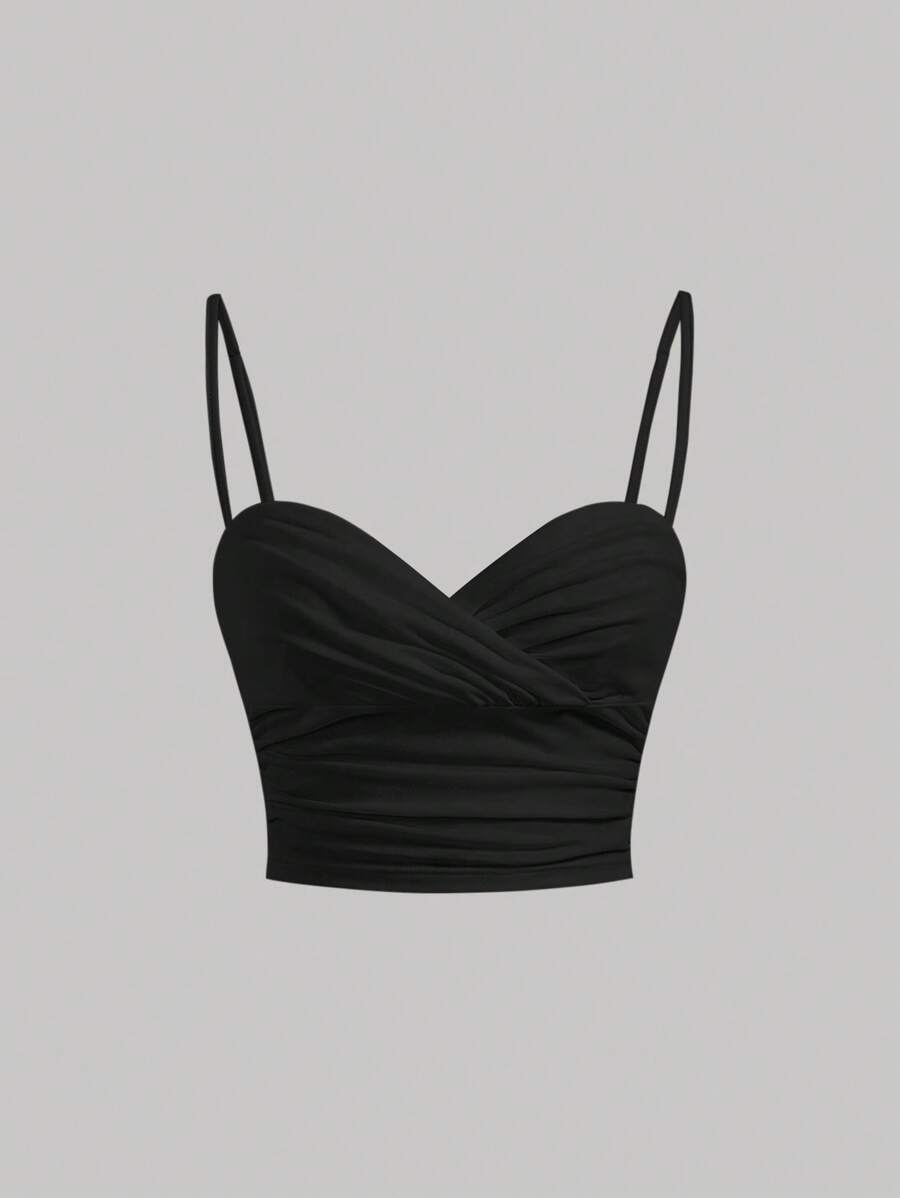 SHEIN MOD Top de tirantes unicolor fruncido