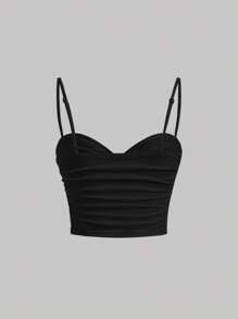 SHEIN MOD Top de tirantes unicolor fruncido
