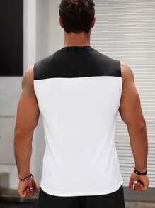 Manfinity Fitness Men Letter Graphic Sports Tank Top Workout Tops - White - View 2