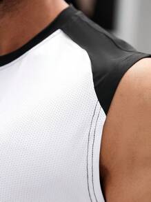 Manfinity Fitness Men Letter Graphic Sports Tank Top Workout Tops - White - View 5