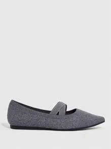 Women Minimalist Ballets, Elegant Fabric Flats - Grey - View 3