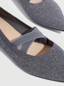 Women Minimalist Ballets, Elegant Fabric Flats - Grey - View 5