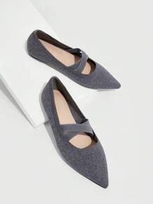 Women Minimalist Ballets, Elegant Fabric Flats - Grey - View 4
