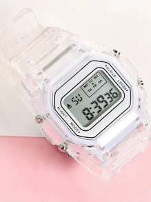 2入組/套透明塑膠帶幾何錶盤數顯電子錶 - 彩色 - 查看 2