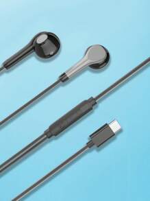 Type C插孔降噪有線入耳式耳機 - 黑色 - 查看 2