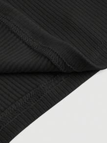 SHEIN MOD Cut Out Front Tank Top - Black - View 4