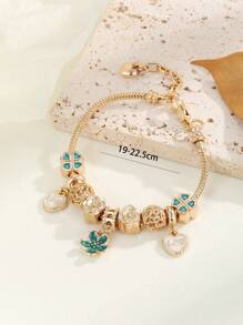 1 chiếc vòng tay trang trí hình trái tim và hoa thời trang dành cho phụ nữ để trang trí hàng ngày cho ngày lễ tình nhân, mẹ, mẹ, ngày của mẹ, quà tặng - Nhiều màu - Xem 4