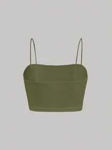 SHEIN MOD Solid Cami Top - Army Green - View 6