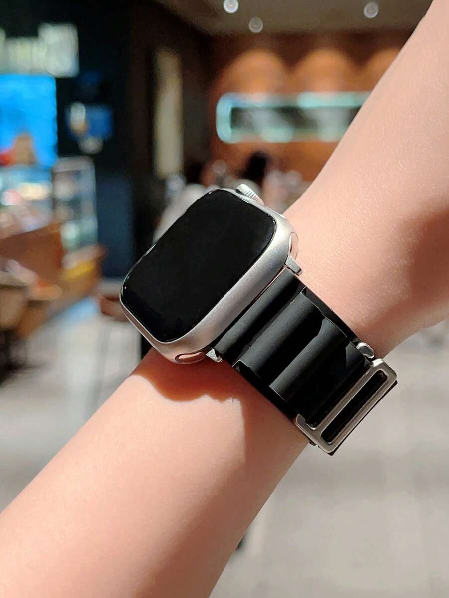 Dây đeo đồng hồ silicon rắn tương thích với Apple Watch - màu đen - Xem 1