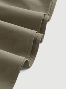 SHEIN MOD Chân váy xòe nhún ren phía trước - xanh quân đội - Xem 3