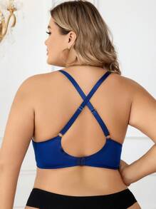 Sujetador con encaje en contraste con aro - Azul Marino - Ver 2