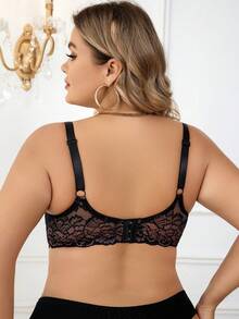 Plus Floral Lace Underwire Bra - Multicolor - View 2