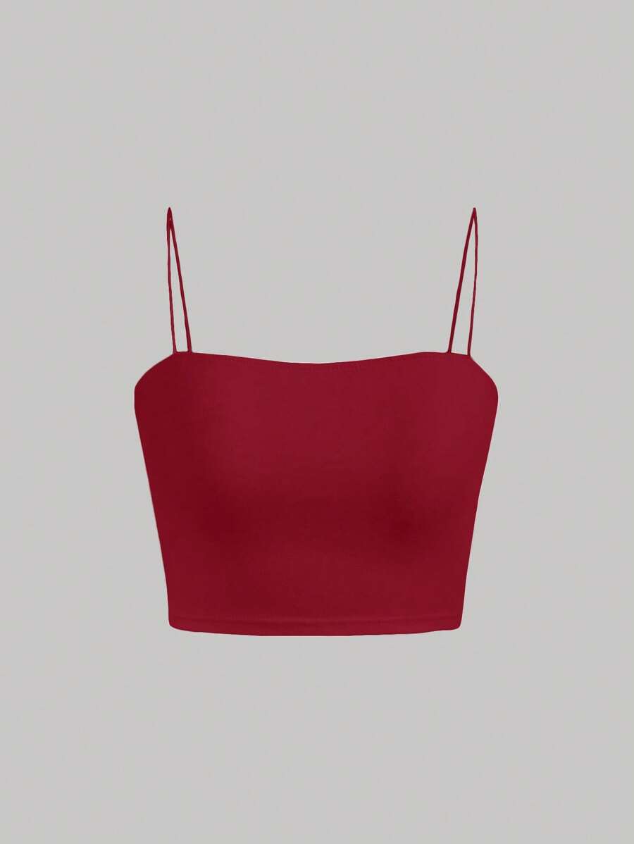 SHEIN MOD Solid Cami Top - Burgundy - View 1