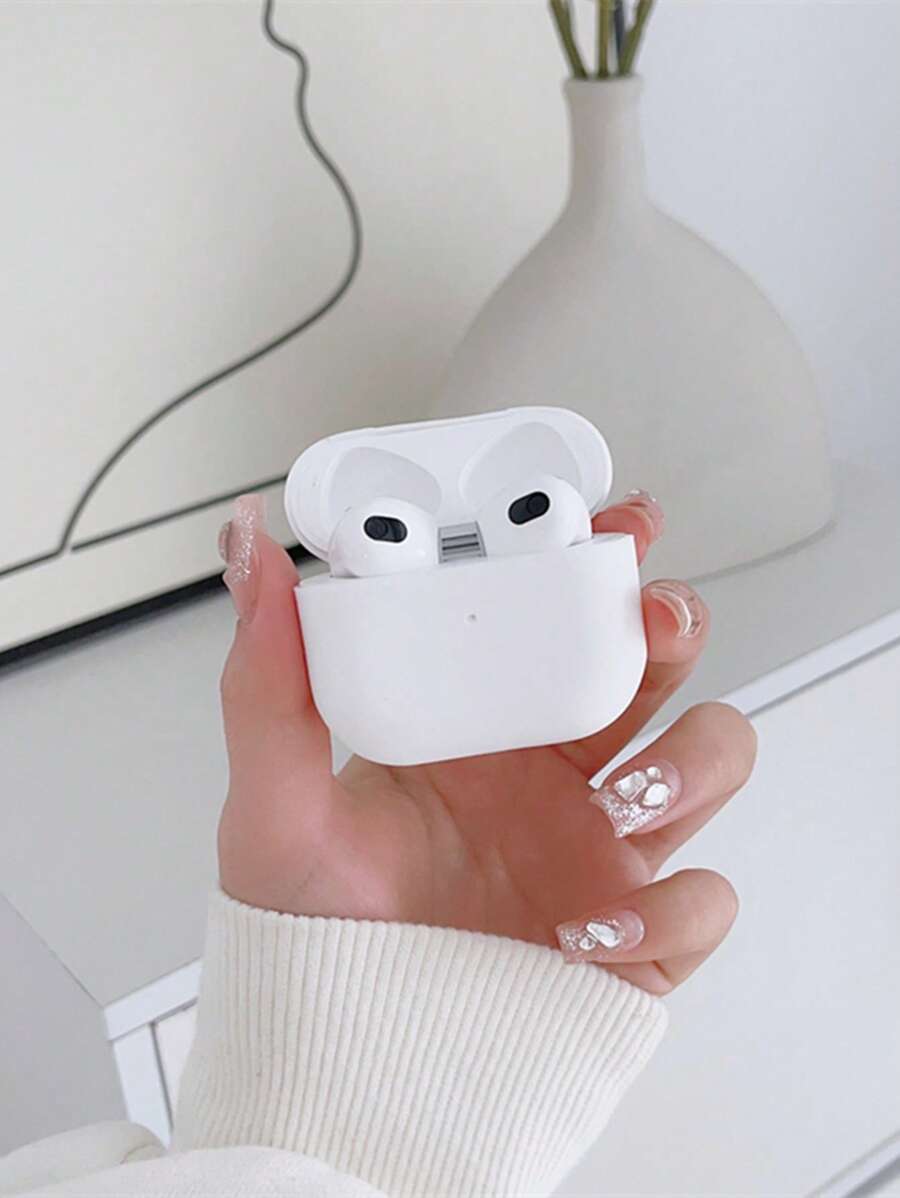 Vỏ bảo vệ Airpod bằng silicon màu trơn siêu mỏng 0,8mm có thể tháo rời - trắng - Xem 1
