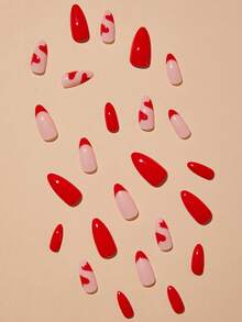 Nâng cấp ngay lập tức diện mạo của bạn với Bộ móng tay giả hình trái tim dài 24 chiếc - Đỏ - Xem 2