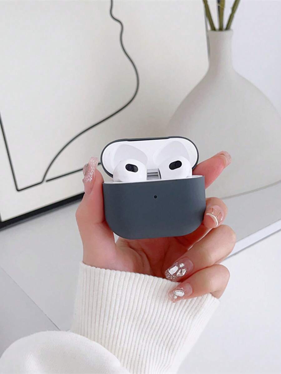 0.8mm Ultra-Thin One-Piece Silicone Protective Case For Airpod, Solid Color - Dark Grey - View 1