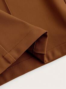 SHEIN MOD Solid Seam Front Straight Leg Trousers - Coffee Brown - View 4