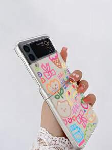 卡通女孩和小熊印花透明可折疊手機殼 - 彩色 - 查看 3