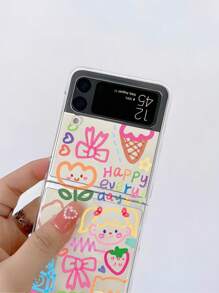卡通女孩和小熊印花透明可折疊手機殼 - 彩色 - 查看 6
