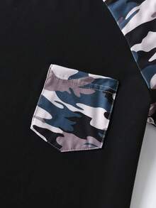 SHEIN Boys Camo Print Raglan Sleeve Tee & Shorts - Multicolor - View 4