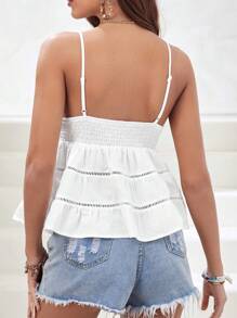 Soleia 前繫帶荷葉邊吊帶上衣 - 白色 - 查看 2