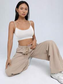 SHEIN EZwear 素色吊帶短上衣 - 白色 - 查看 5