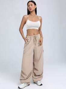 SHEIN EZwear 素色吊帶短上衣 - 白色 - 查看 7