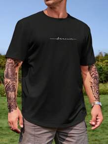 Manfinity Homme Men Plus Letter Graphic Tee - Black - View 1