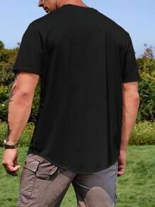 Manfinity Homme Men Plus Letter Graphic Tee - Black - View 2