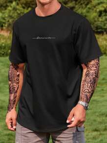 Manfinity Homme Men Plus Letter Graphic Tee - Black - View 4