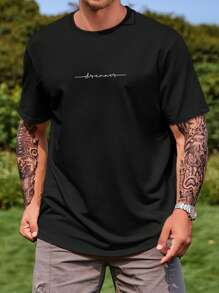 Manfinity Homme Men Plus Letter Graphic Tee - Black - View 5