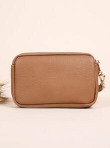 Cartera larga con relieve de lichis, decorada con botones y cremallera, minimalista, embrague, bolsa para teléfono, estuche de almacenamiento, ligera, para trabajadores de cuello blanco, universidad, trabajo, negocios, conmuta, oficina, para aniversario, regalo de cumpleaños en el Día de San Valentín, billetera con muñequera para teléfono, bolsa de teléfono, bolso para teléfono, cartera, bolso para mujeres