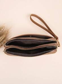 Cartera larga con relieve de lichis, decorada con botones y cremallera, minimalista, embrague, bolsa para teléfono, estuche de almacenamiento, ligera, para trabajadores de cuello blanco, universidad, trabajo, negocios, conmuta, oficina, para aniversario, regalo de cumpleaños en el Día de San Valentín, billetera con muñequera para teléfono, bolsa de teléfono, bolso para teléfono, cartera, bolso para mujeres