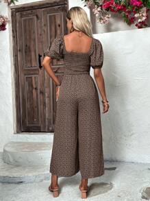 SHEIN Clasi Áo liền quần nữ Túi Dải chun Họa tiết hoa Boho - Nhiều màu - Xem 2