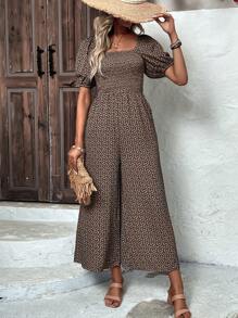 SHEIN Clasi Áo liền quần nữ Túi Dải chun Họa tiết hoa Boho - Nhiều màu - Xem 4