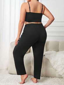 Plus Letter Graphic PJ Set - Black - View 2