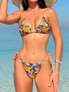 Bộ Bikini Nữ Thắt nút Ren lên Hoa - Nhiều màu - Xem 6